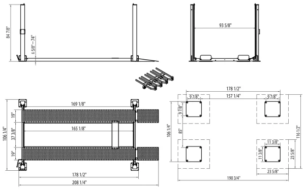 APlusLift HW-8S 8000LB 4-Post Portable Storage Service Car Lift - Image 9